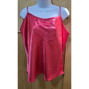 Red Satin-Like Sleeveless Camisole Top By Cruz XL 100% Polyester Adjustable Stra